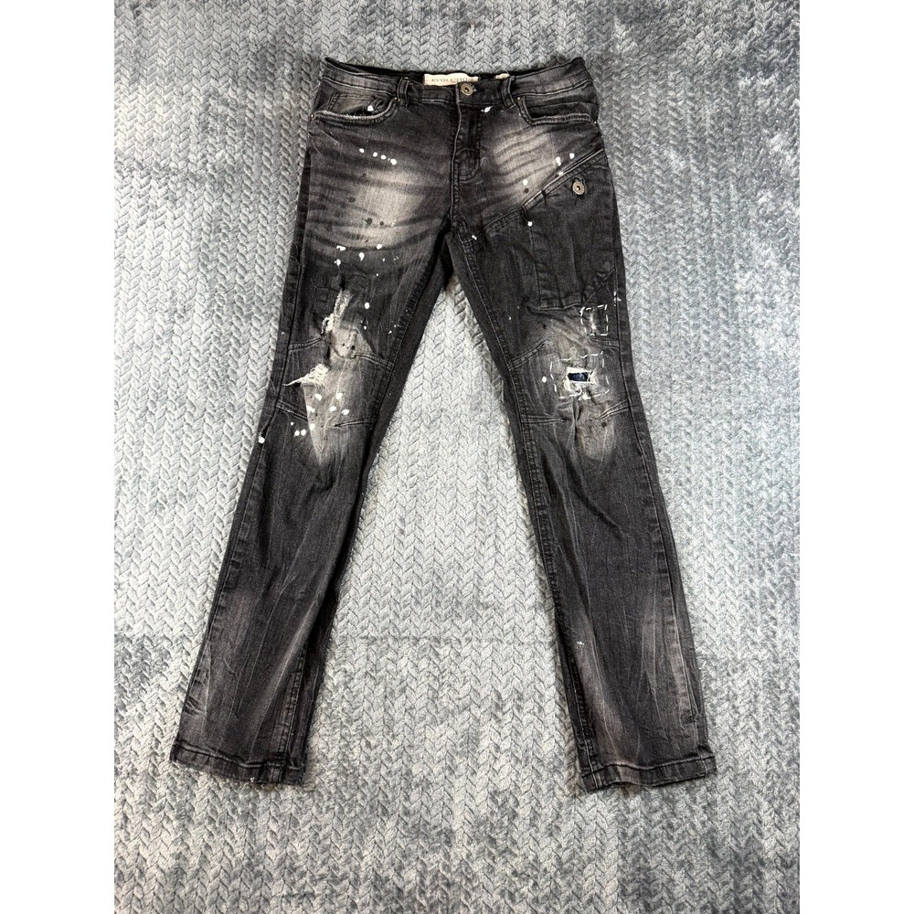 Evolution In‎ Design Jeans Womens 16 Gray Distressed Whiskering Straight Leg